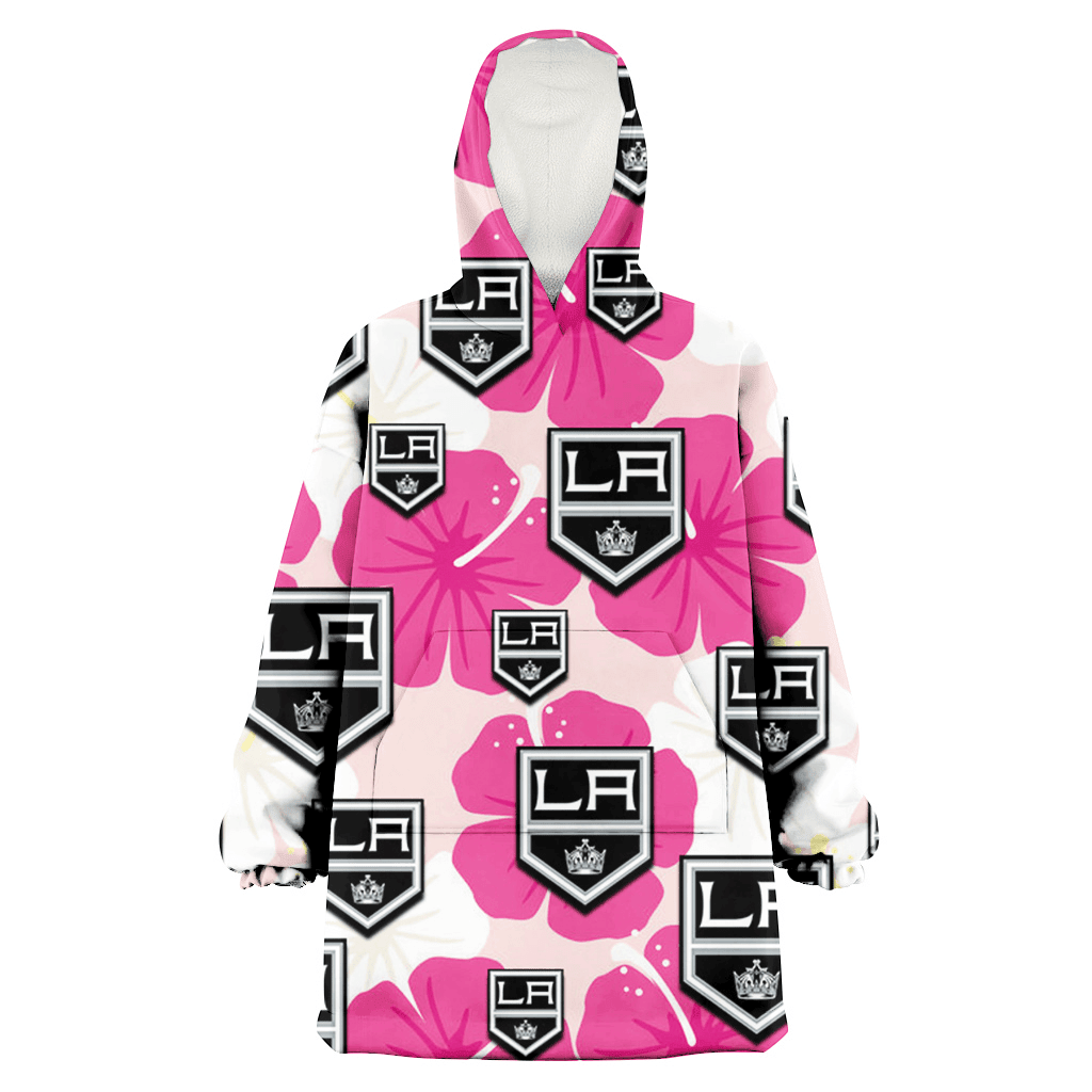 Los Angeles Kings Pink White Hibiscus Misty Rose Background 3D Printed Hoodie Blanket Snug Hoodie