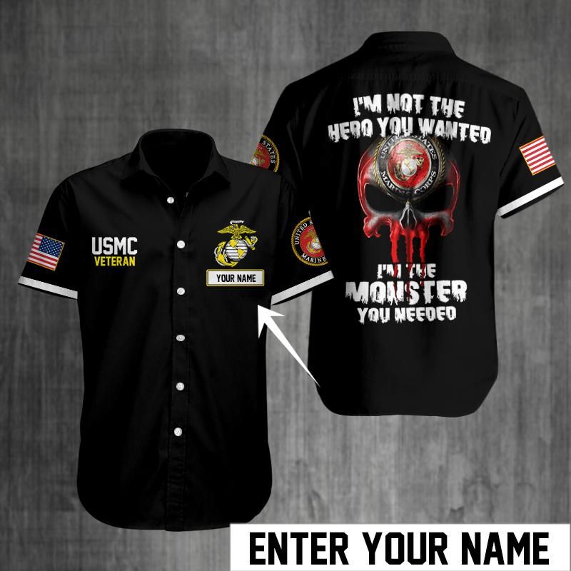 U.S MARINE VETERAN Shirt Allover Ful …