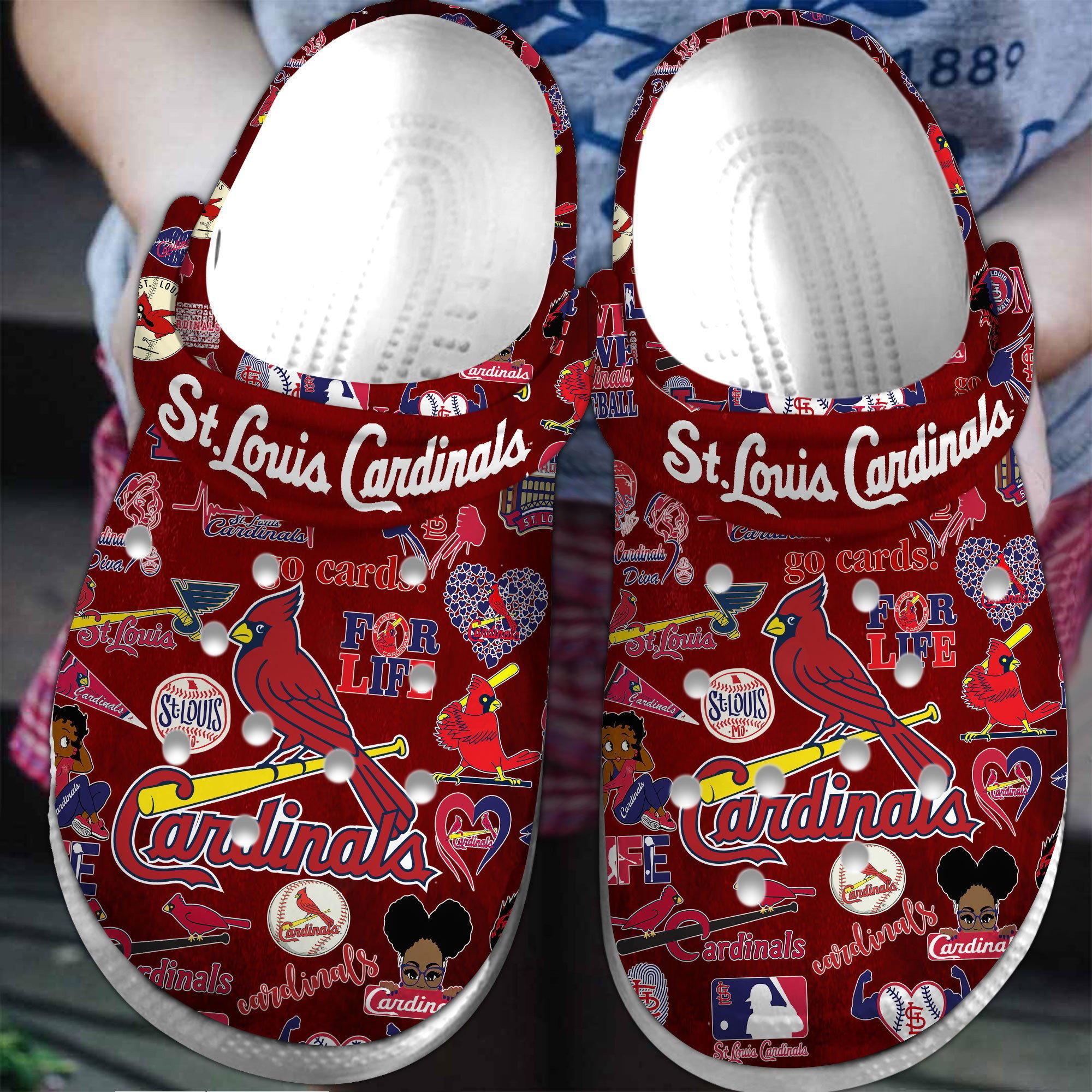 St. Louis Cardinals Logo Baseball MLB Cheer Mascot Full Crimson Crocss Classic Clogs Shoes Ver490