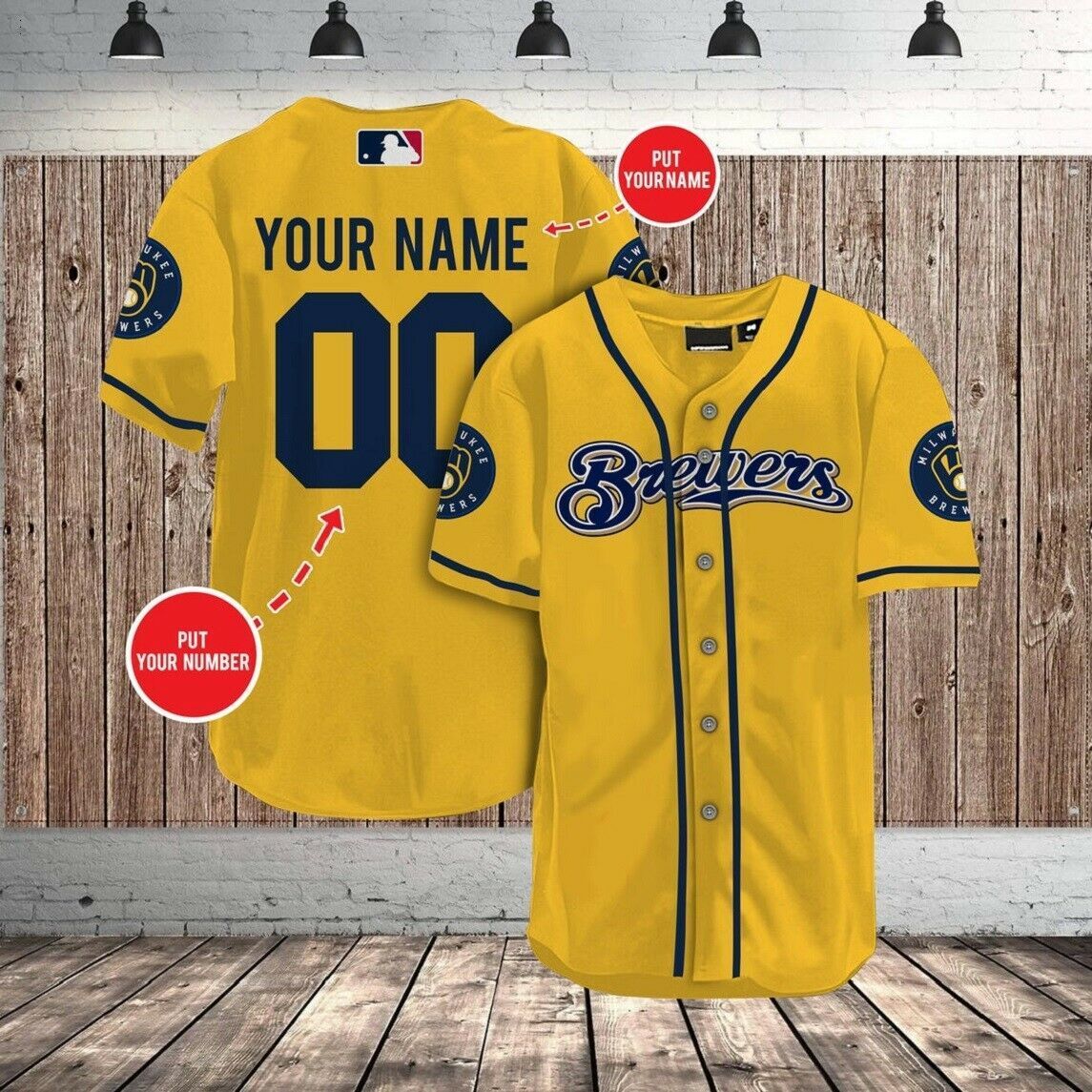 Custom Name Milwaukee Brewers All Over Print Baseball Jersey For Fans