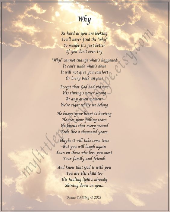 Why – Sympathy Poem, Bereavement Poem, Memory Poem, Funeral Program Poem, INSTANT DIGITAL DOWNLOAD, 8×10 and 5×7