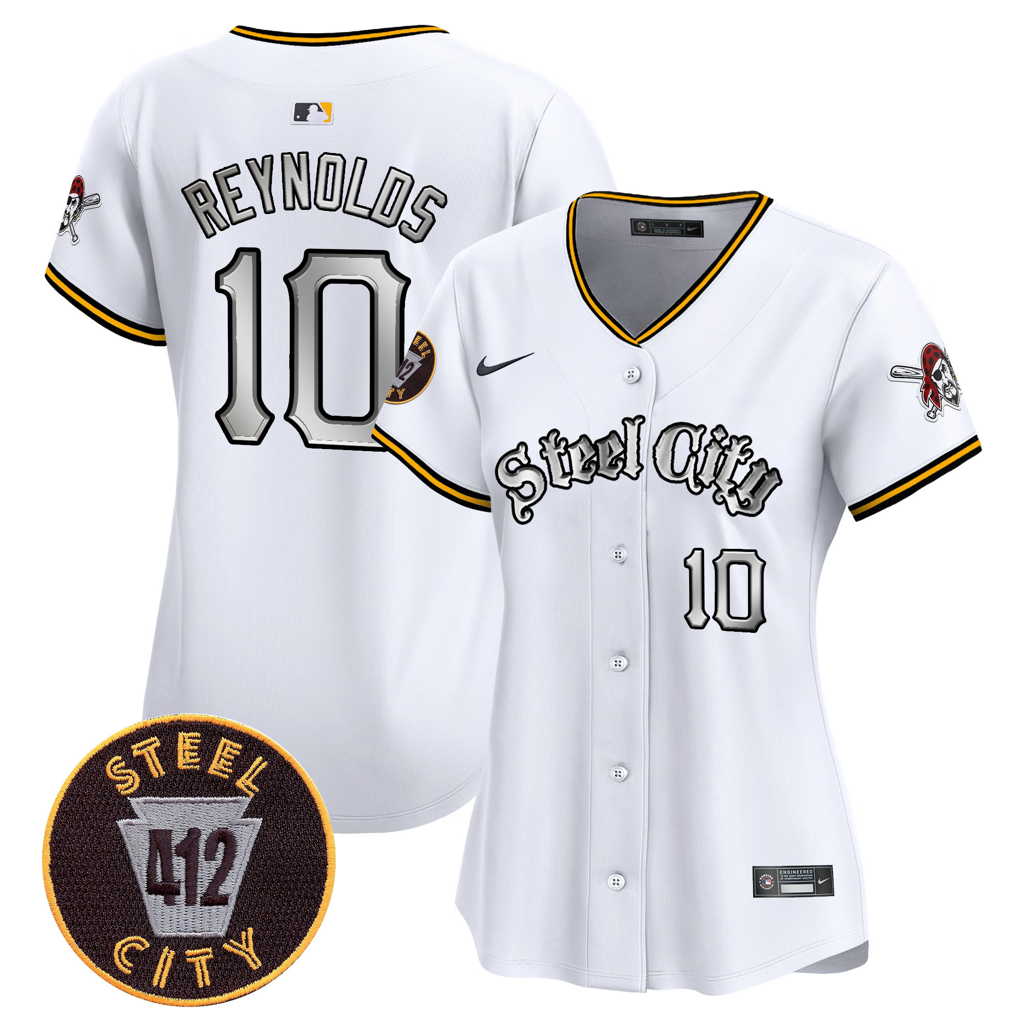 Women’S Pittsburgh Pirates 412 Patch Vapor Premier Limited Jersey V2 – All Stitched