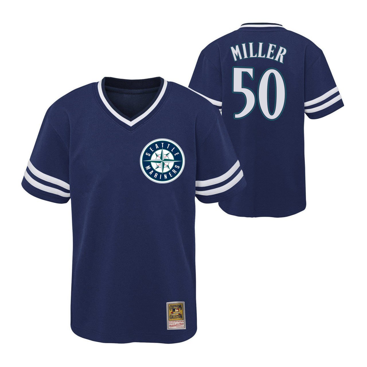 Bryce Miller #50 Seattle Mariners Navy V-Neck T-Shirt – All Stitched