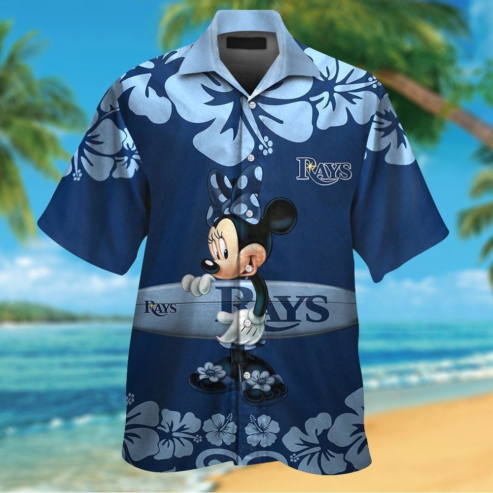 Tampa Bay Rays Minnie Mouse Short Sleeve Button Up Tropical Hawaiian Shirt