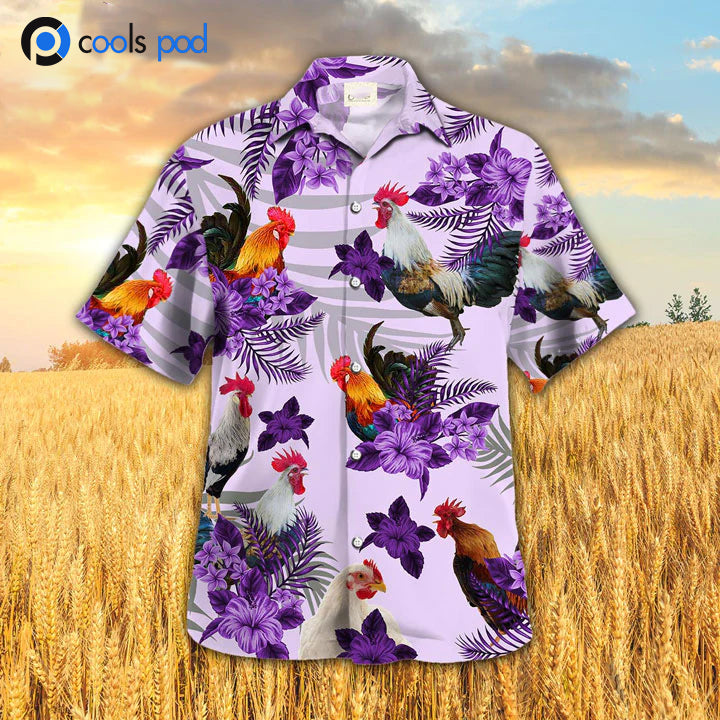 Chicken Hibiscus Hawaiian Shirt, Rooster Hawaii Shirt For Men Women