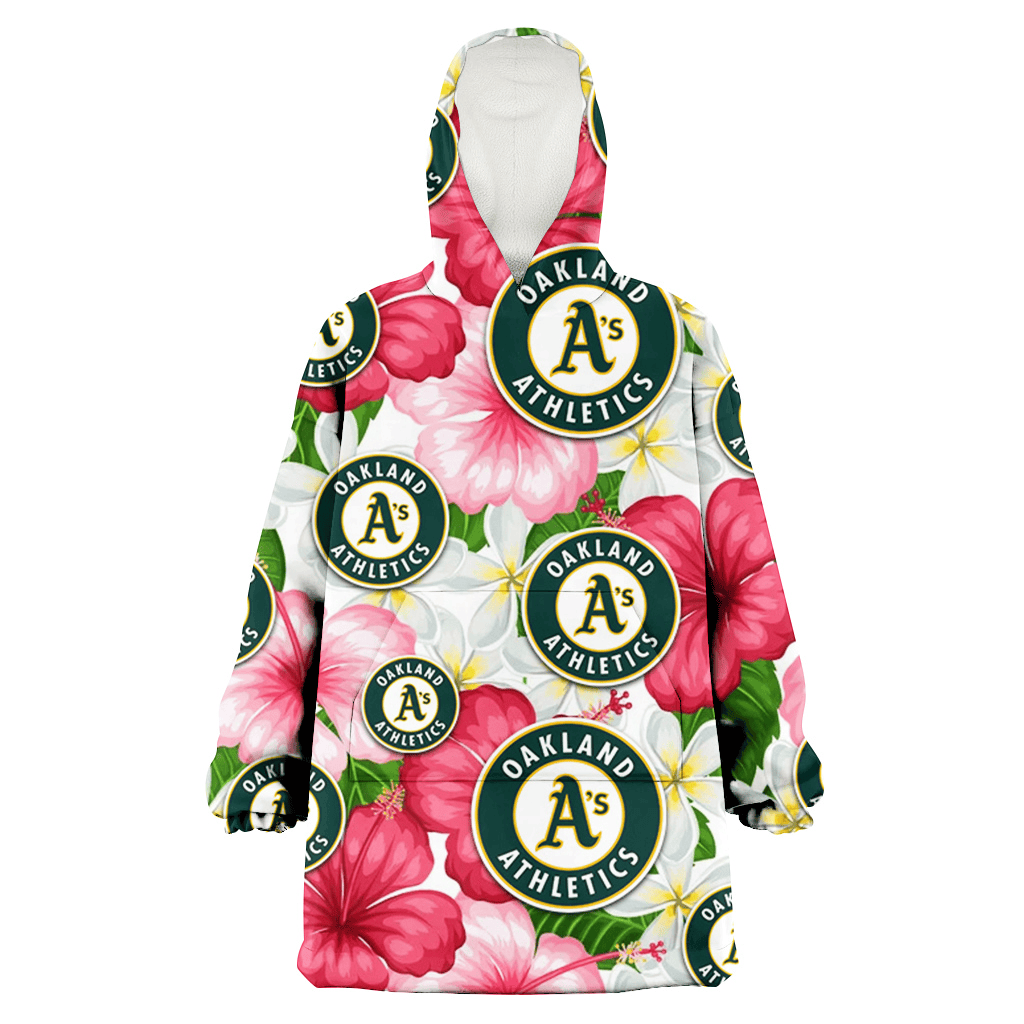 Oakland Athletics White Porcelain Flower Pink Hibiscus White Background 3D Printed Hoodie Blanket Snug Hoodie