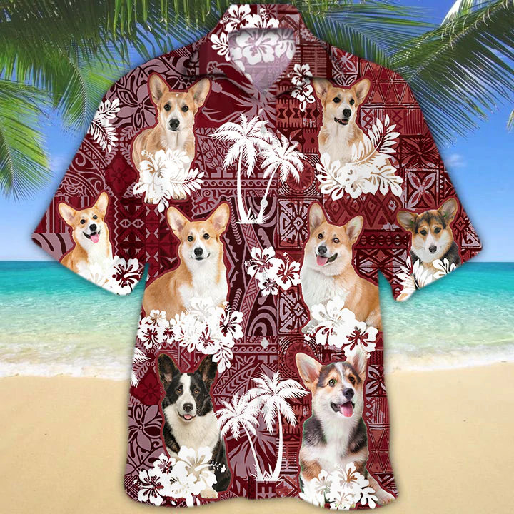 Pembroke Welsh Corgi Hawaiian Shirt, Gift For Dog Lover Shirts, Men’S Hawaiian Shirt, Summer Hawaiian Aloha Shirt