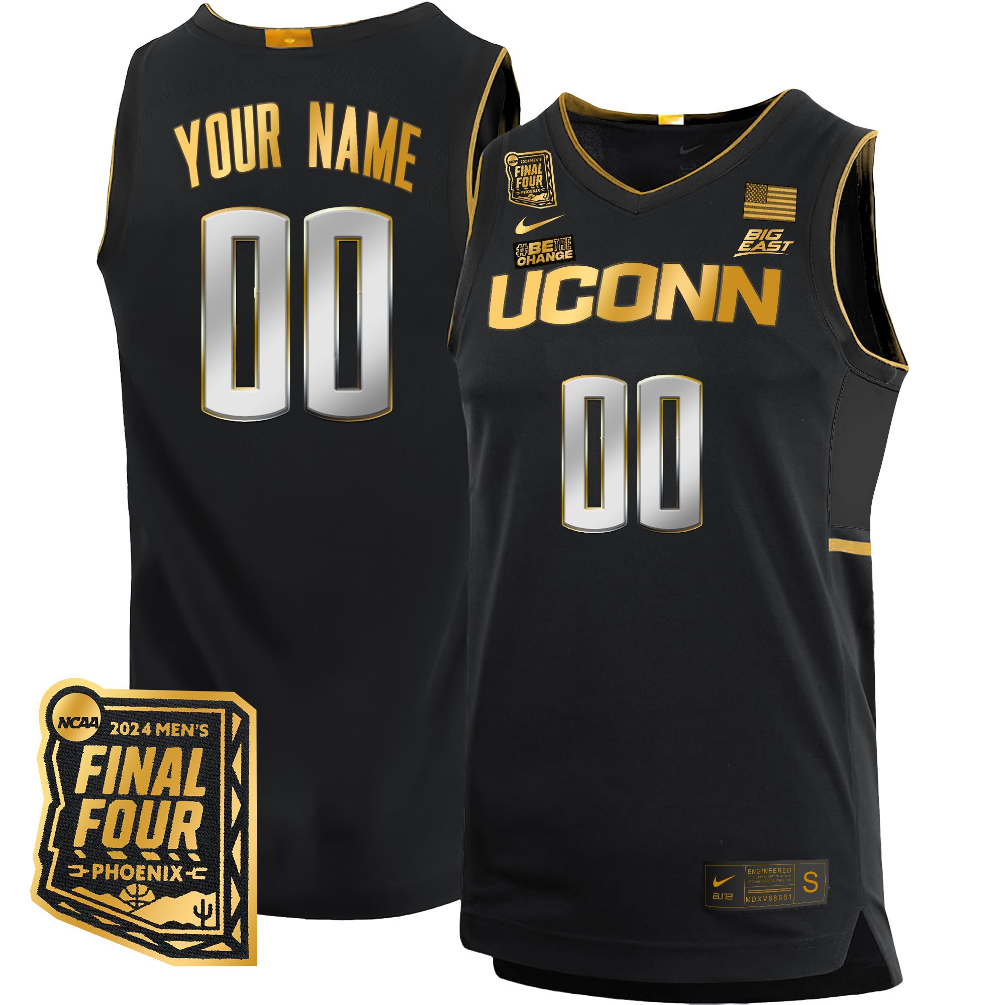 Uconn Huskies 2024 Final Four Patch Basketball Custom Jersey – All Stitched