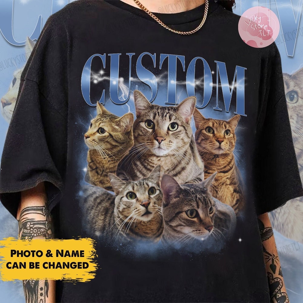 Custom Pet Bootleg Shirt, Custom Retro Cat Bootleg Shirt,Custom Photo Shirt, Custom Your Own Bootleg Idea Here,Pet Photo Shirt, Cat Mom Gift Prowallart