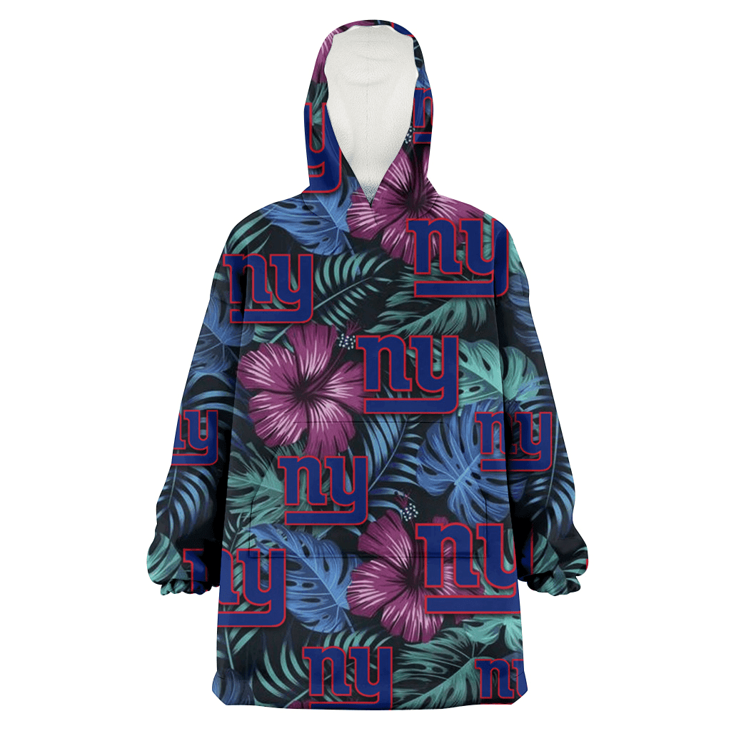 New York Giants Dark Magenta Green Leaf Black Background 3D Printed Hoodie Blanket Snug Hoodie