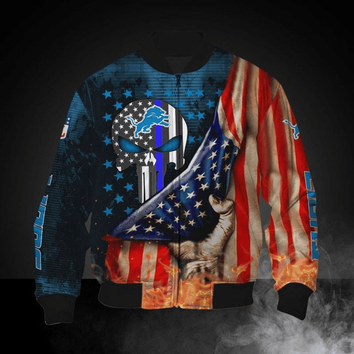 Detroit Lions American Flag Unisex Bomber Jacket