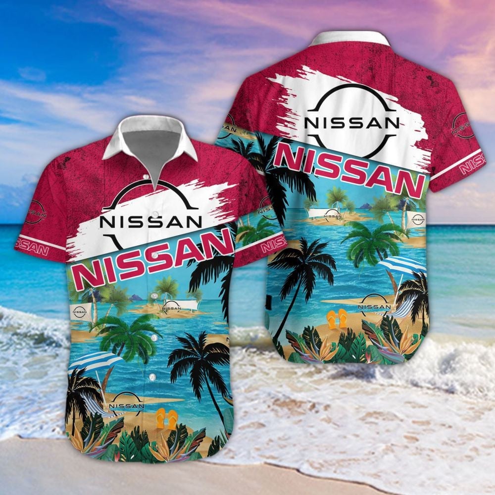 Nissan Car Beach Coastal Island Brand Logo 3D Hawaiian Shirt