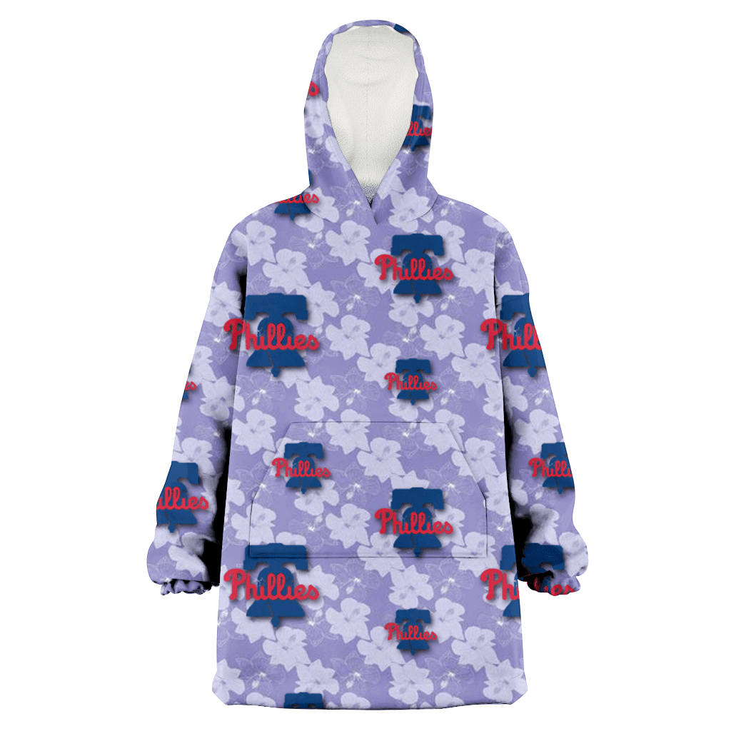 Philadelphia Phillies Light Purple Hibiscus Pattern Stripe Powder Purple 3D Printed Hoodie Blanket Snug Hoodie