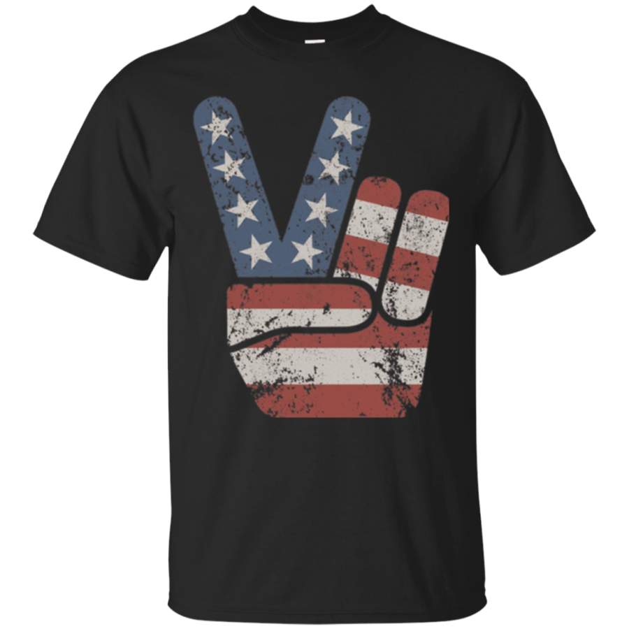 AGR Vintage American Flag Big Peace Sign T-Shirt