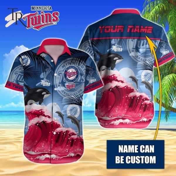 Custom Name Mlb Minnesota Twins Tropical Beach Whale 3D Hawaiian Shirt
