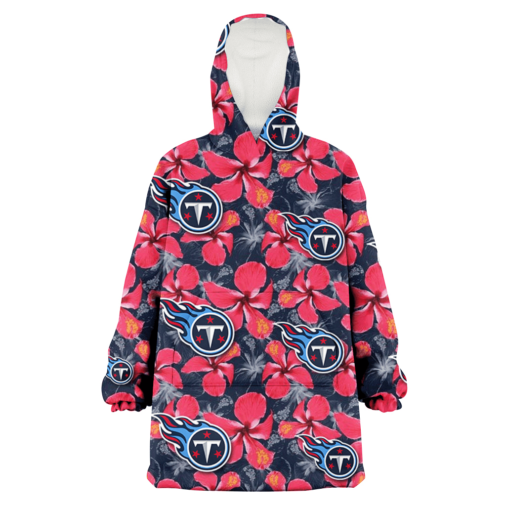 Tennessee Titans Red Hibiscus Dark Gray Background 3D Printed Hoodie Blanket Snug Hoodie