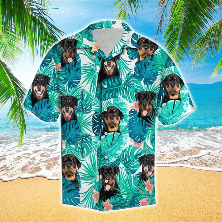 Dog Happy Summer With Rottweiler Edition Hawaiian Shirt, Flowers Aloha Shirt For Dog Lovers