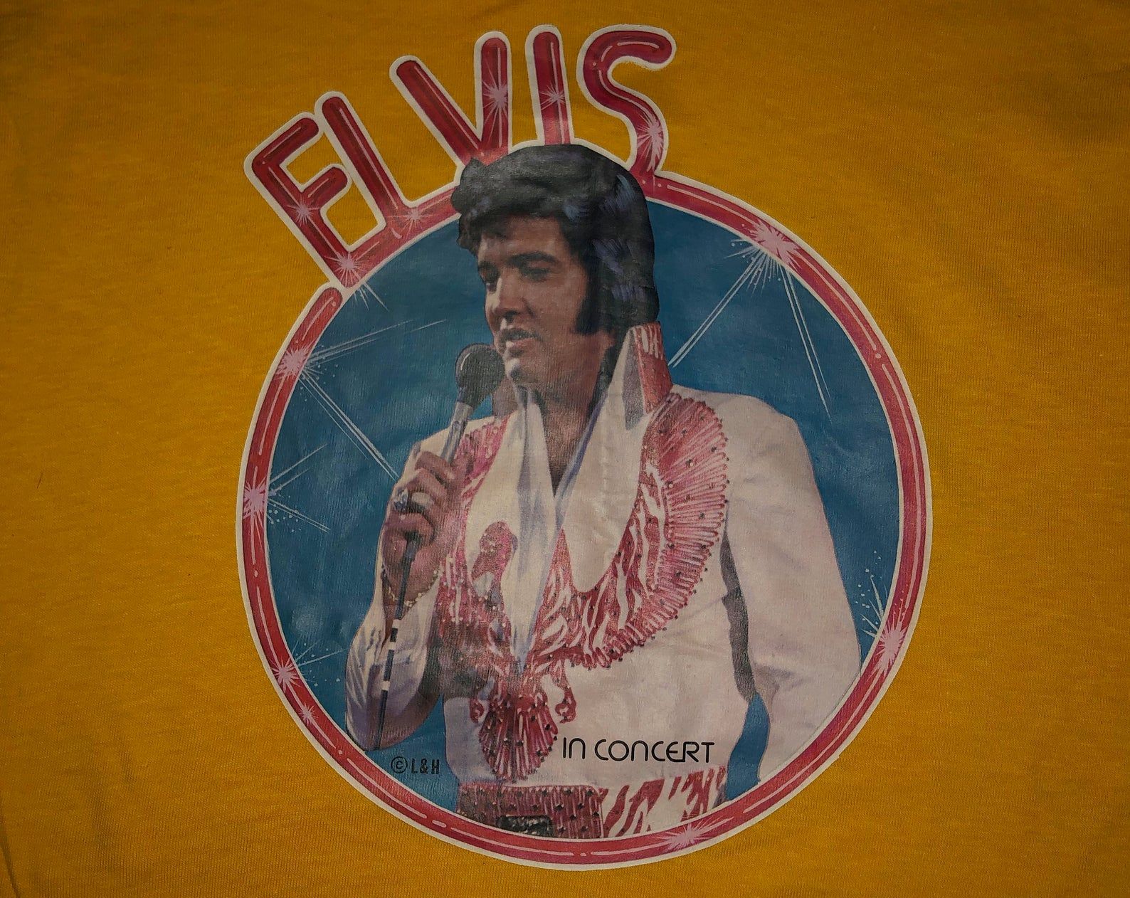 Vintage 1970S Elvis Presley Iron On T Shirt King Of Rock 70S Mayo Spruce Tee