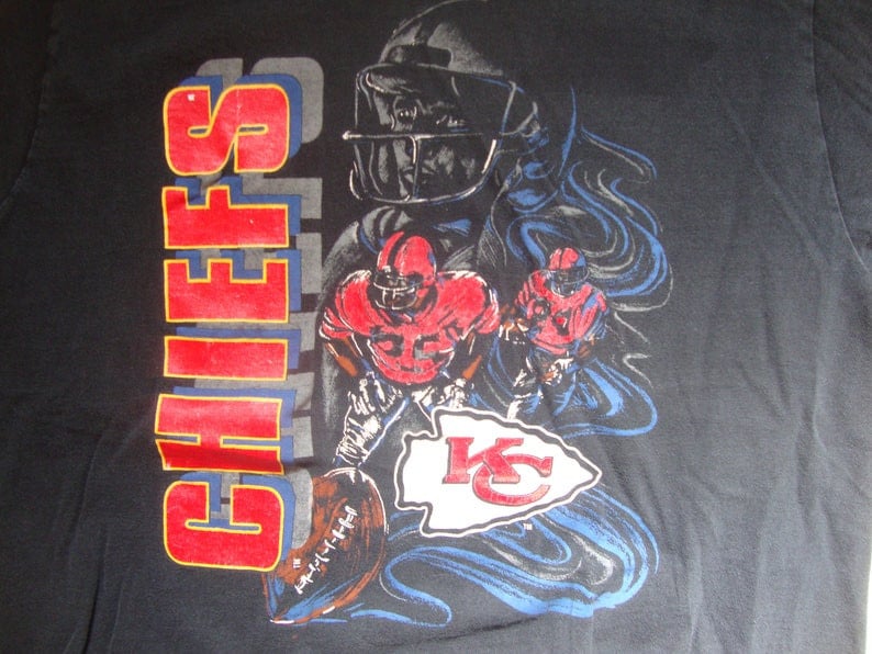 Vintage 1990S Kansas City Chiefs Football Sportswear Fan Black T Shirt