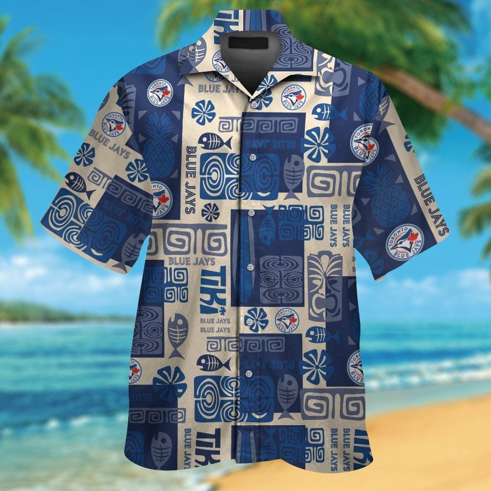 Toronto Blue Jays Short Sleeve Button Up Tropical Hawaiian Shirt Ver02