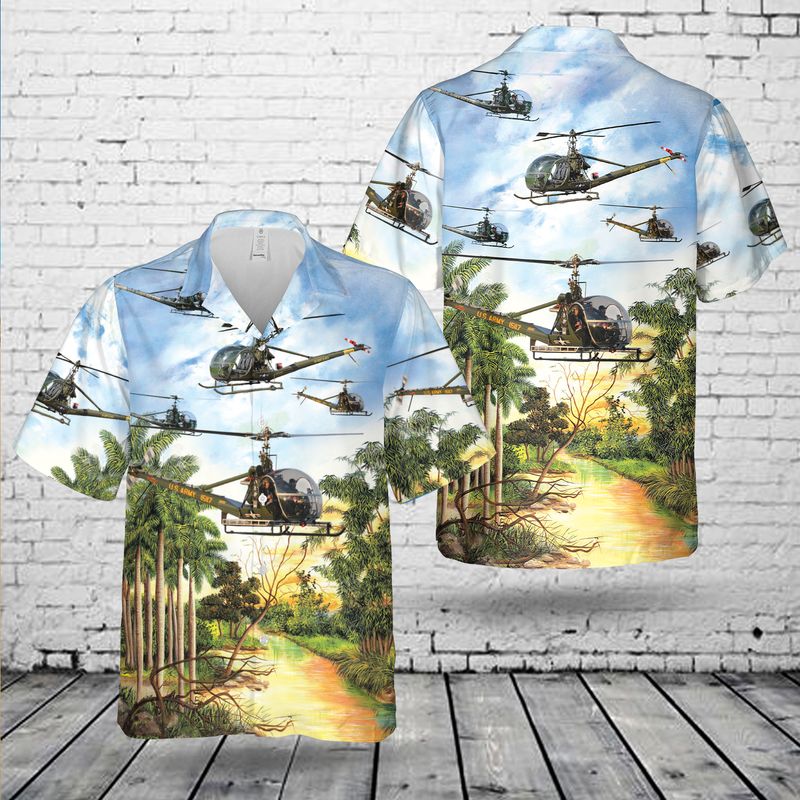 Us Army Hiller Oh-23 Raven Hawaiian Shirt