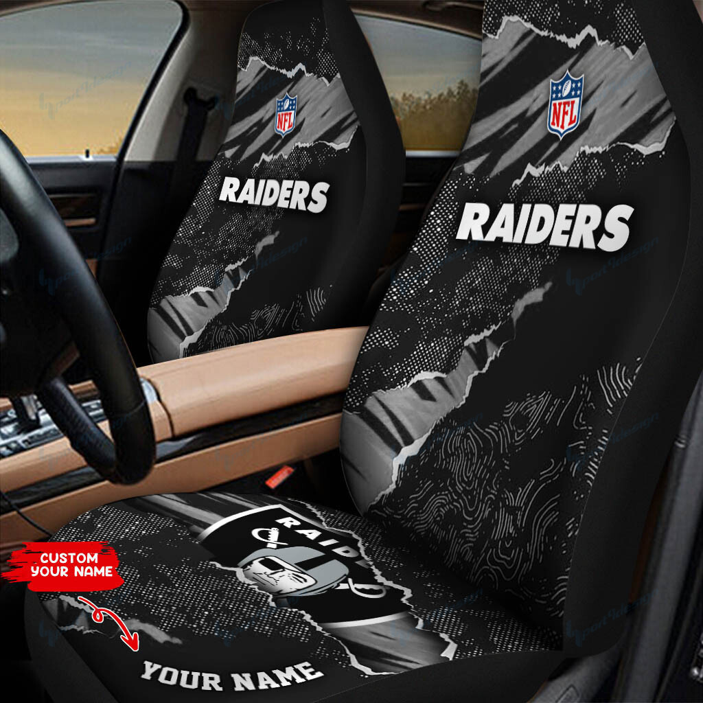 Las Vegas Raiders Personalized Car Seat Cover Set CSC8132