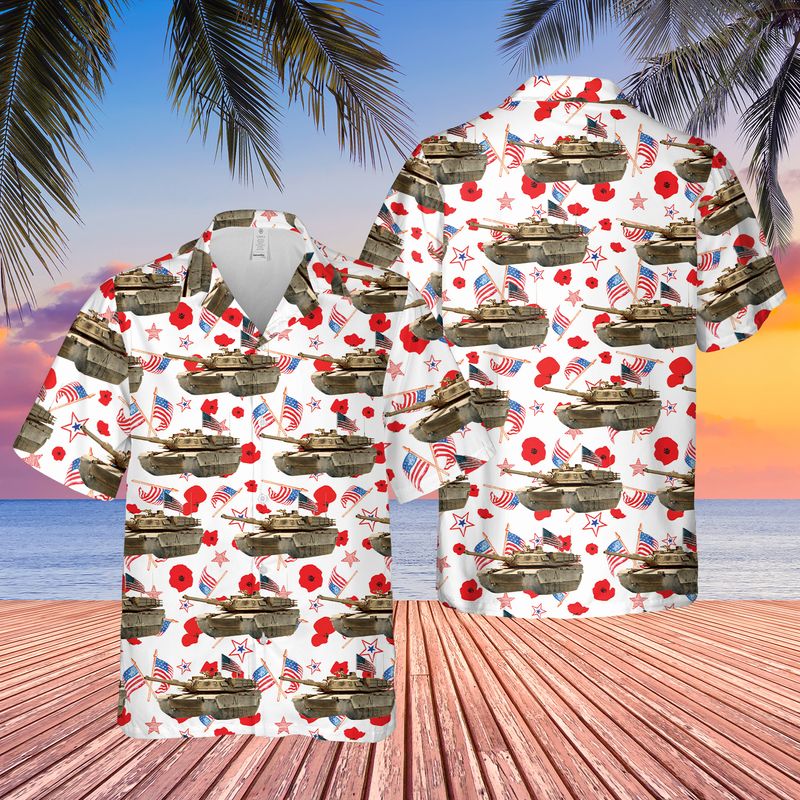 Us Army M1 Abrams Tank 4Th Of July Hawaiian Shirt, Patriotic Hawaiian Shirt For Men