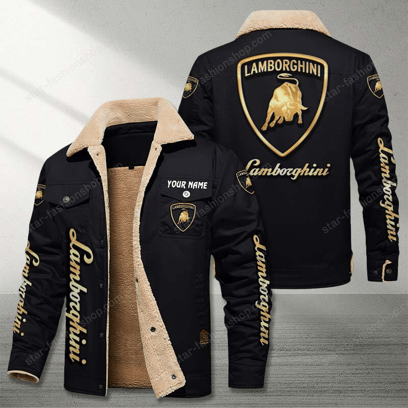 Lamborghini Black Custom Name Stand Collar Jacket