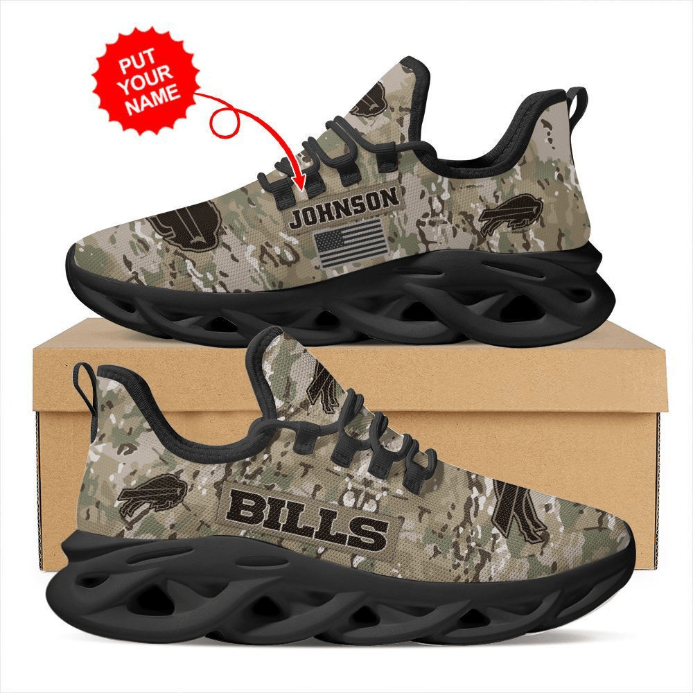 Buffalo Bills Us Army Military Rank Design Camouflage Custom Name Personalized Max Soul Sneakers Running Sports Shoes For Men Womenfootball Fans MS7980