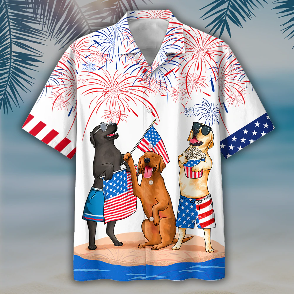 Labrador Hawaiian Shirt- Independence Day Hawaiian Shirt, Usa Patriotic Hawaiian Shirt - alwaysky.com 