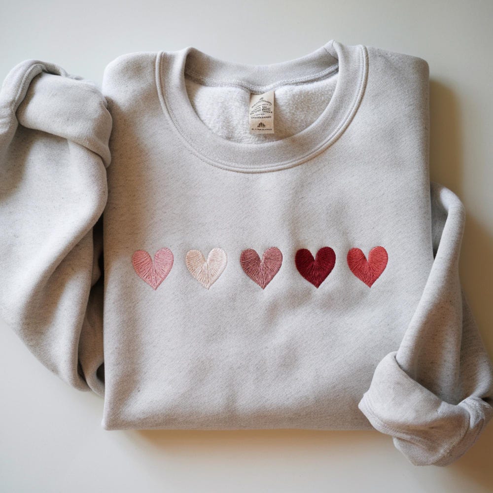 Embroidered Valentine Heart Sweatshirt, Cute Valentine Sweatshirts, Valentine Sweatshirts, Vintage Valentine Sweatshirt, Valentine Hoodie By Teerealmstore