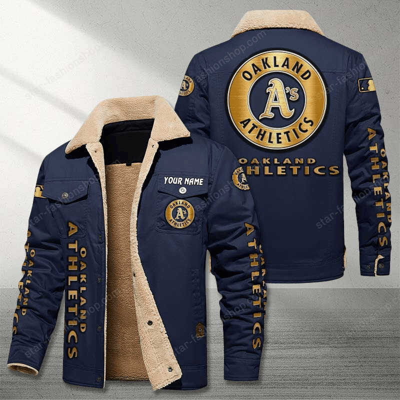 Oakland Athletics Navy Custom Name Stand Collar Jacket