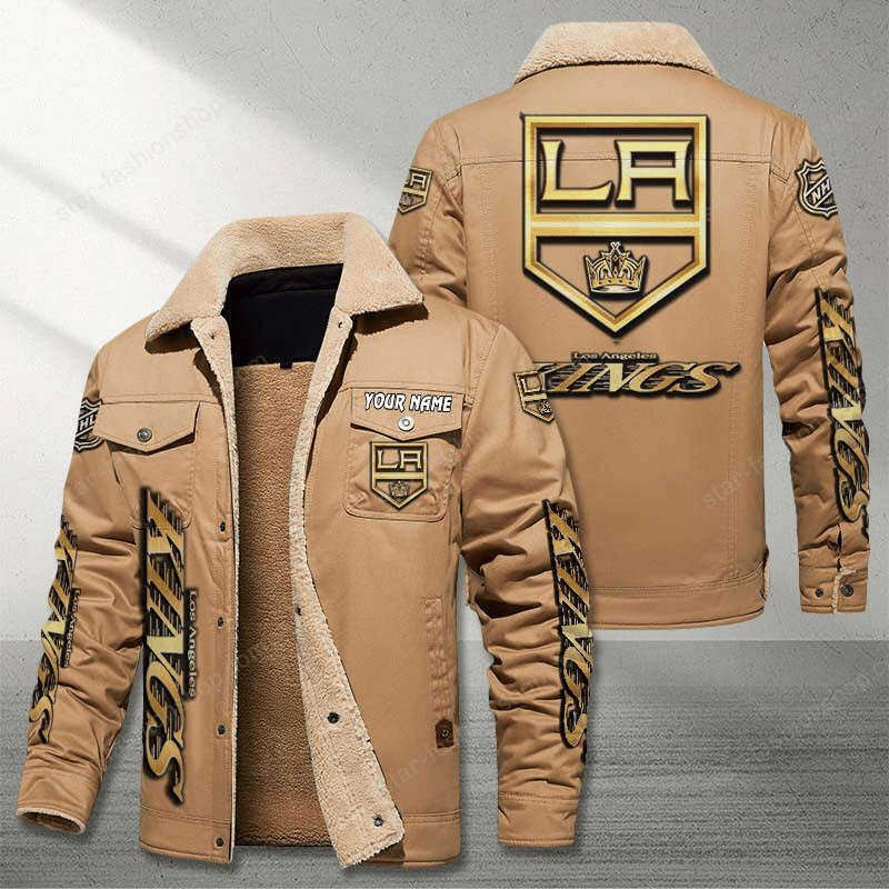 Los Angeles Kings Brown Custom Name Stand Collar Jacket