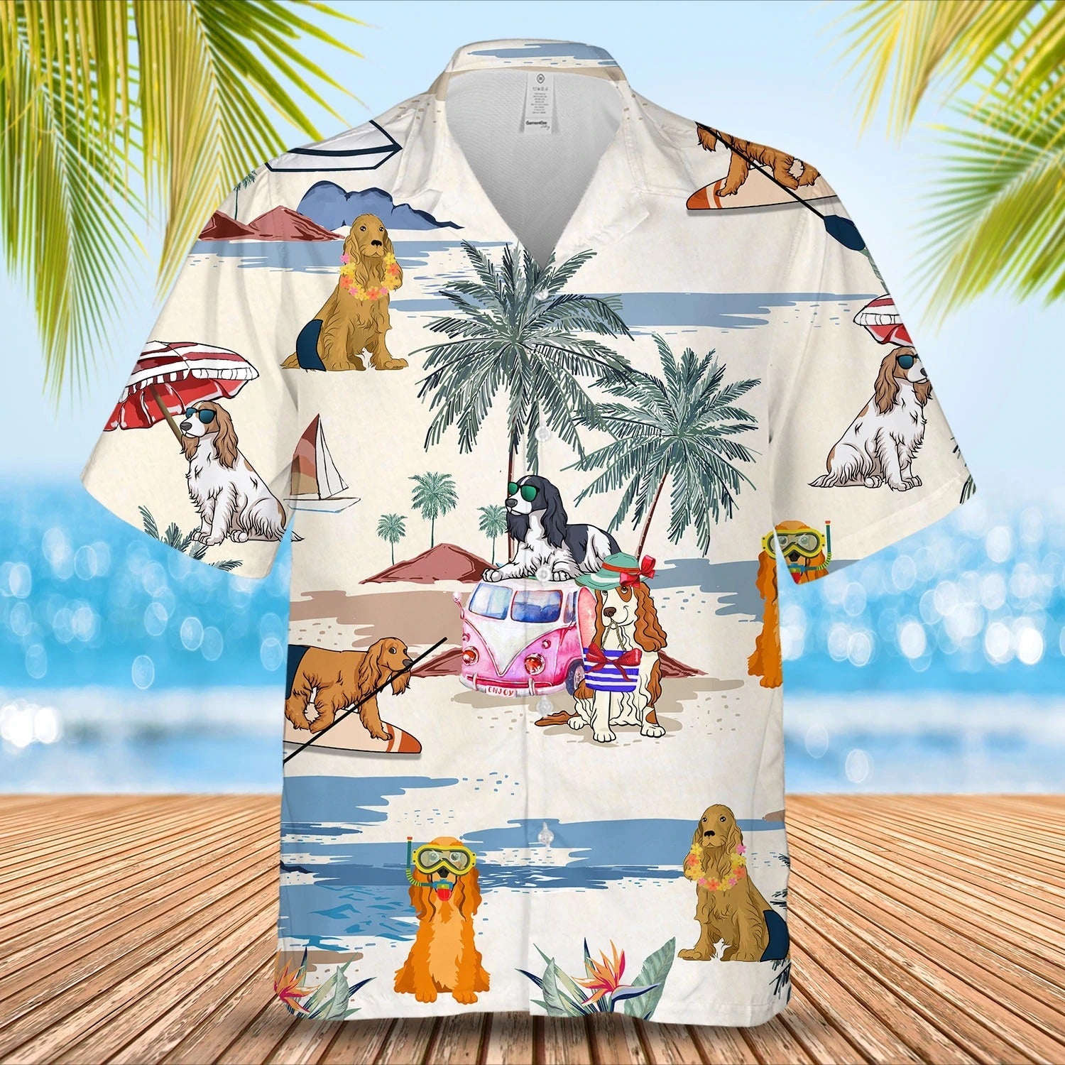 Cocker Spaniel Summer Beach Hawaiian Shirt, Short Sleeve Dog Aloha Beach Shirt For Men And Woman