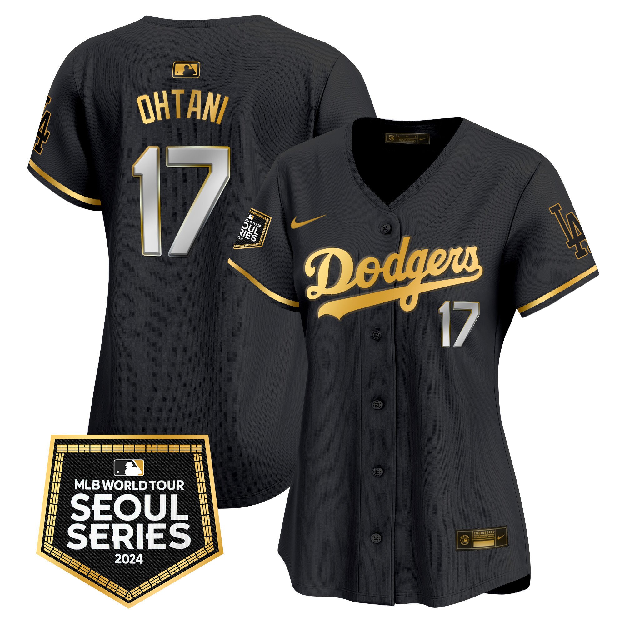 Women’S Dodgers 2024 World Tour Seoul Series Patch Vapor Premier Limited Jersey – All Stitched