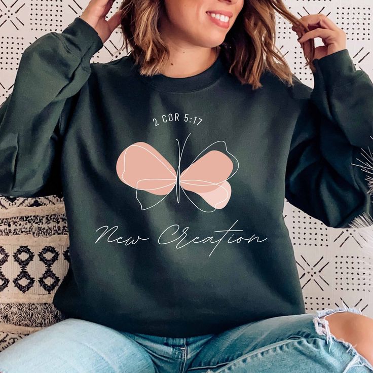 Christian Shirt | Scripture PNG Bible Verse Sweater design downloads Clipart Sublimation Jesus Graphic | New Creation Butterfly PNG