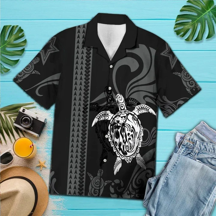 Black And White Maori Art Turtle Hawaiian Shirt