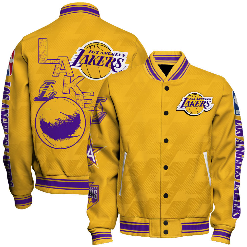 Los Angeles Lakers New Design Team Color AOP Varsity Jacket SFAT