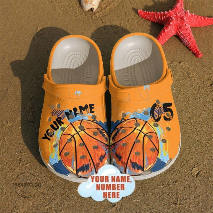 Basketball Crocs - Basketball Custom Name & Number Orange Clog Shoes Shirtmall