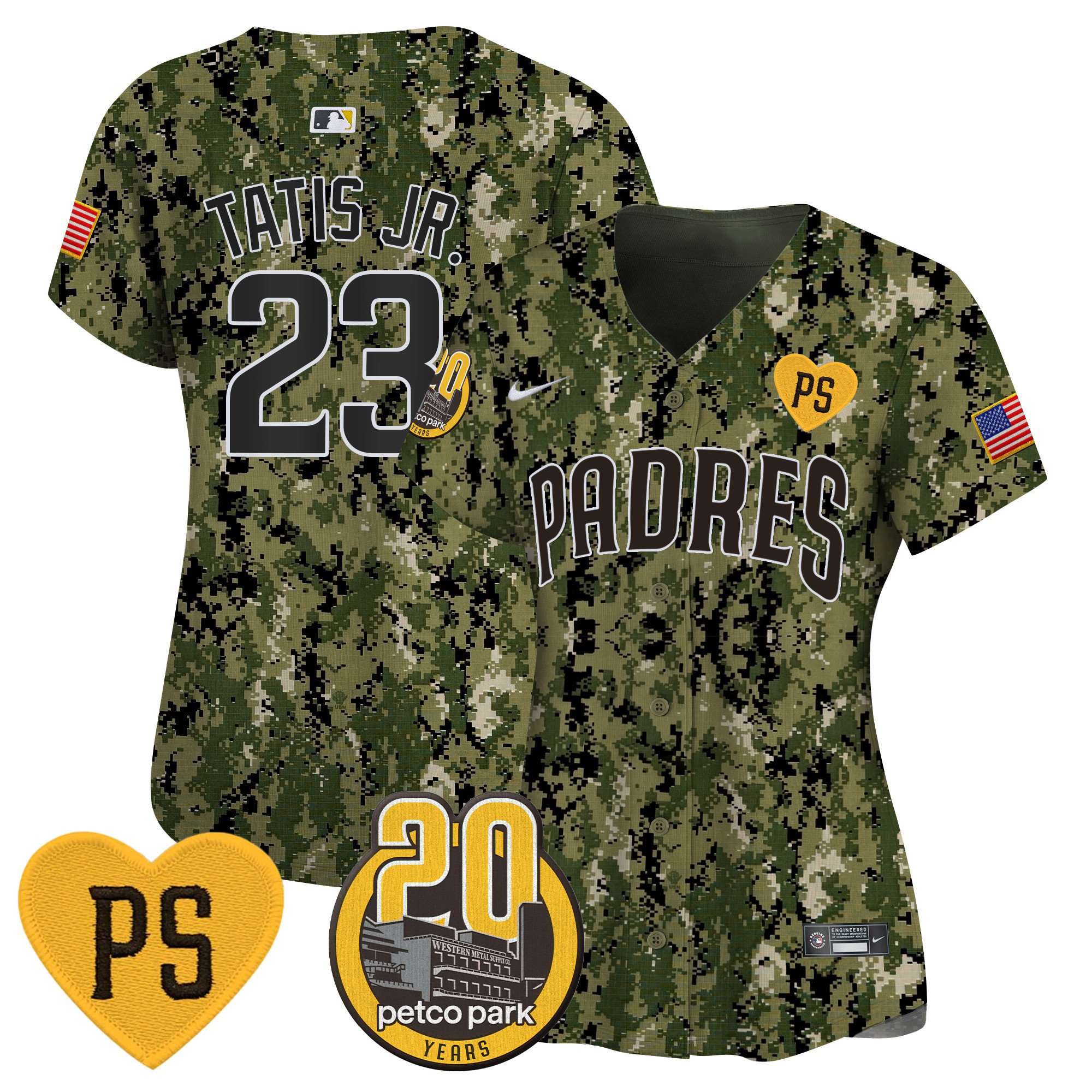 Women’S Padres “For Peter” & Petco Park 20Th Patch Usmc Vapor Premier Limited Jersey – All Stitched