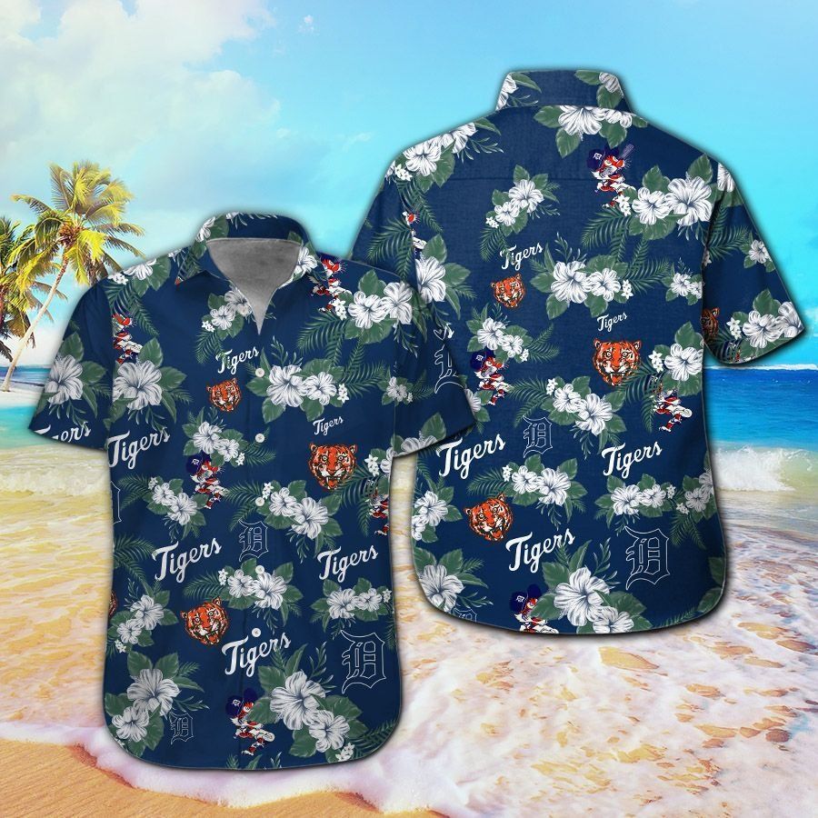 Detroit Tigers Short Sleeve Button Up Tropical Hawaiian Shirt Ver011