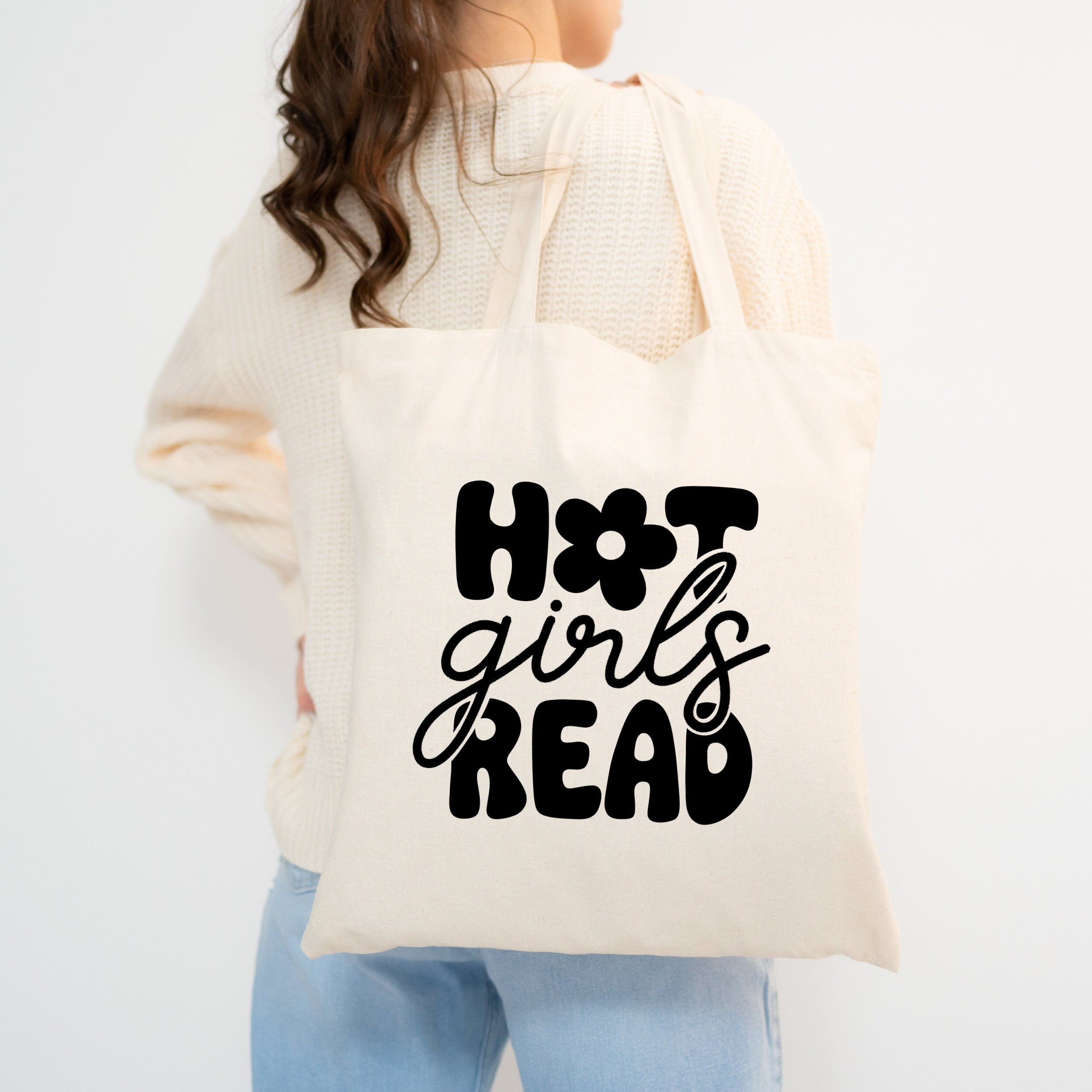 Hot Girls Read Tote Bag, Cute Book Bag, Bookish Tote Small, Bookstore Tote, Reading Bag, TBR Bag, Book Tote Bag,