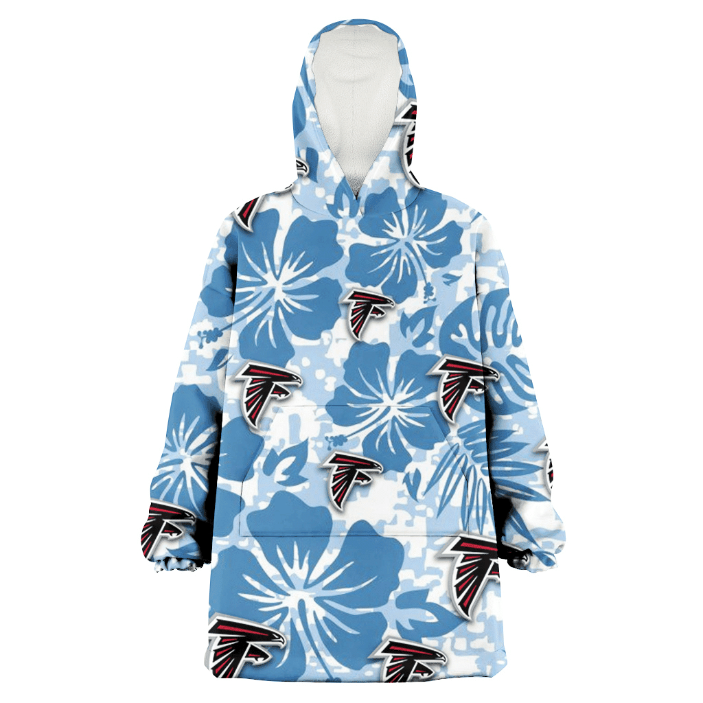 Atlanta Falcons Blue Hibiscus Blue Leaves Vintage Background 3D Printed Hoodie Blanket Snug Hoodie