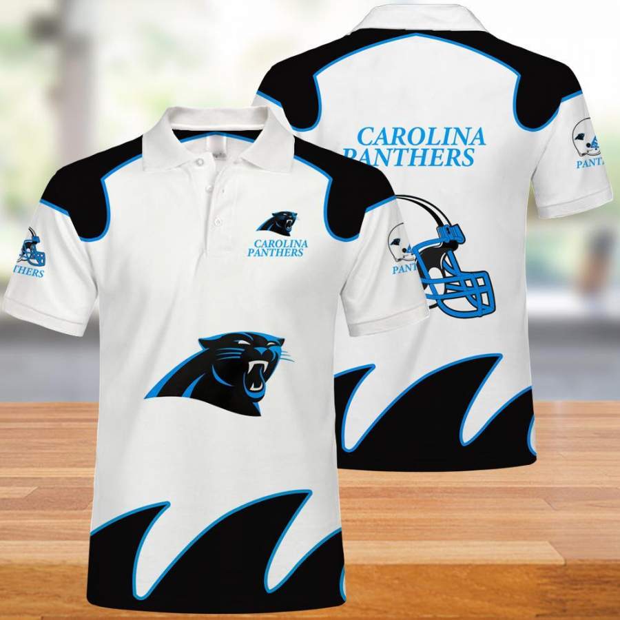 Carolina Panthers Polo T-Shirt 3D All Over Prints White - Funnymugsandshirts Fashion