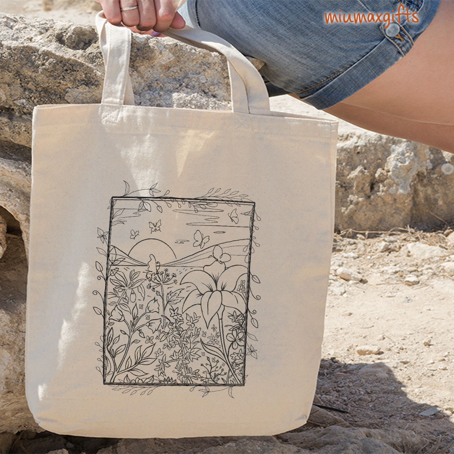 Floral Meadow Tote Bag, Floral Art Tote Bag, Canvas Tote, Eco-Friendly Tote Bag, Meadow Floral Art, Wildflower Tote, Gift For Friend