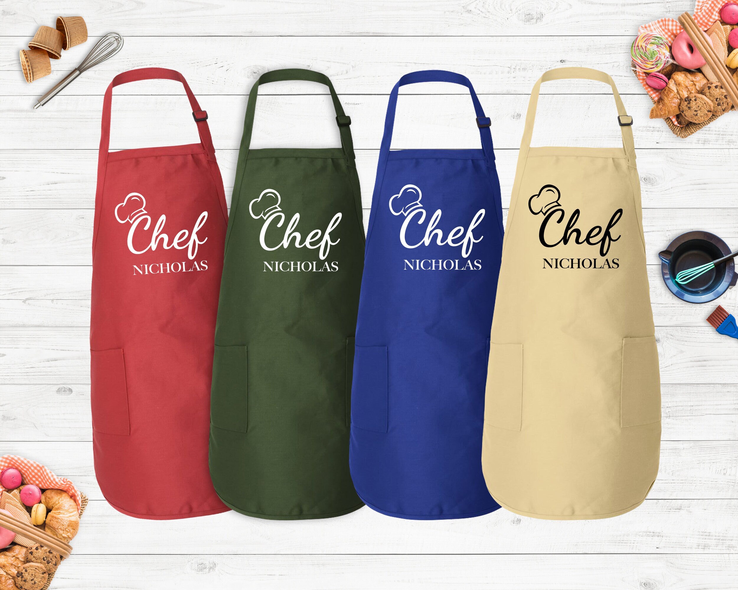 Customized Apron, Chef Printed Apron, Printed Apron, Printed Kitchen Apron for Women & Men, Personalized Gift, Cute Apron,  Christmas Gift