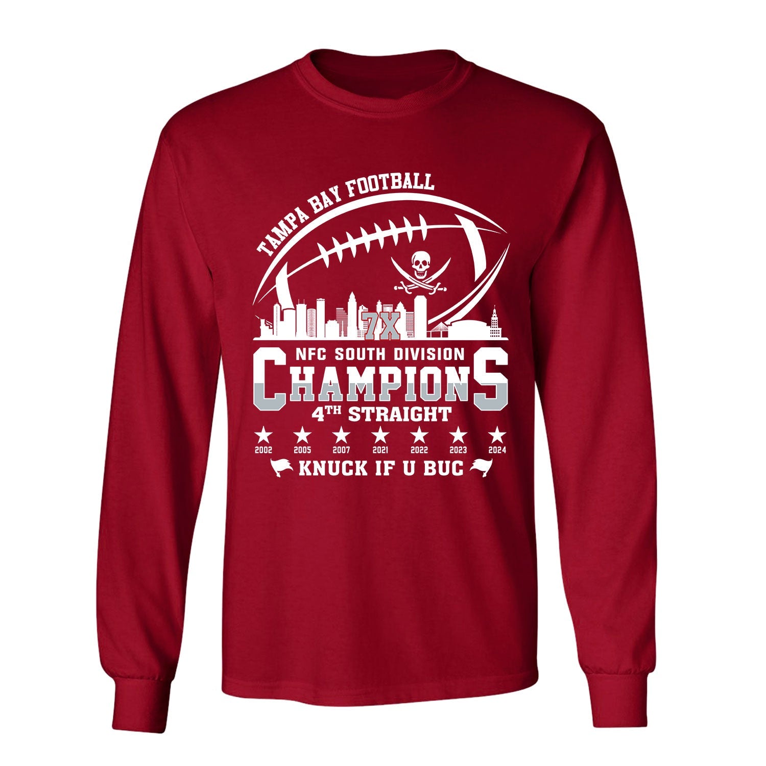 Tampa Bay Football 2024 Nfc South Division Champions Skyline Long Sleeve Shirt, 2024 Nfc South Champs Long Sleeve Shirts For Tampa Bay Football Fans