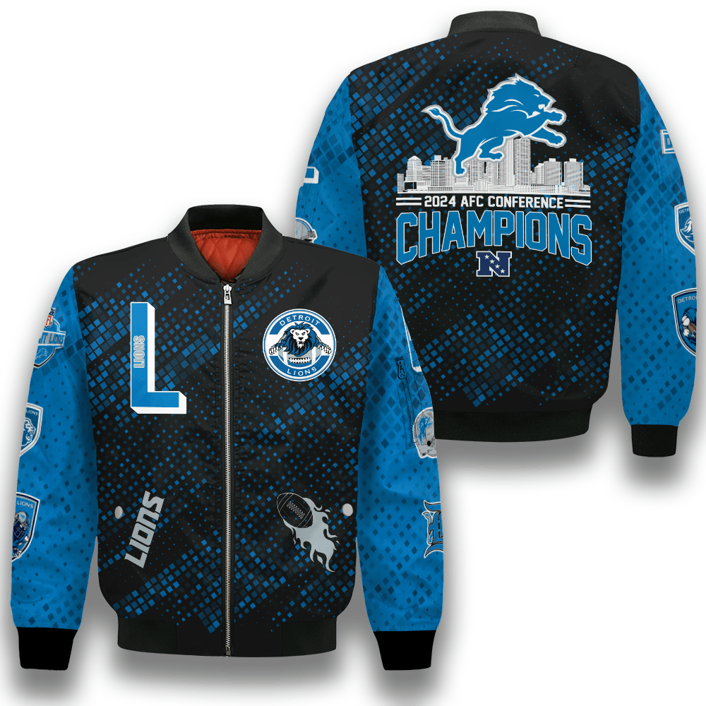 Detroit Lions NFL 2024 NFC Conference Champions Design Unisex Bomber Jacket