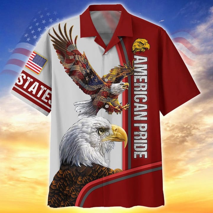 Eagle American Pride Hawaiian Shirts For Men And Woman In 4Th Of July, Short Sleeve Patriotic Hawaii Shirt, Hawaiian Shirt For Men