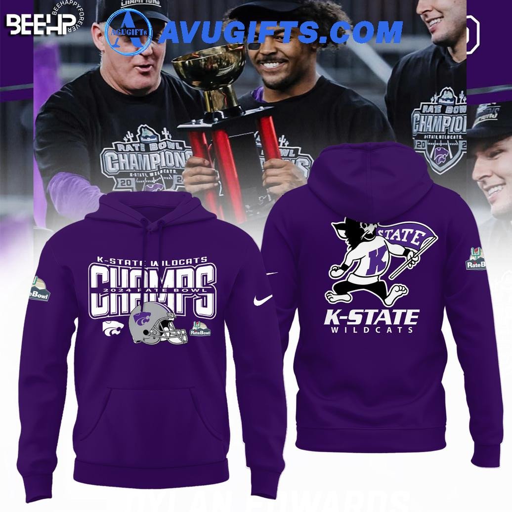 Rate Bowl Champions 2024 For K-State Wildcats For Fans Logo Teams Limited Hoodie – Zip Hoodie 3D Aop Shirt